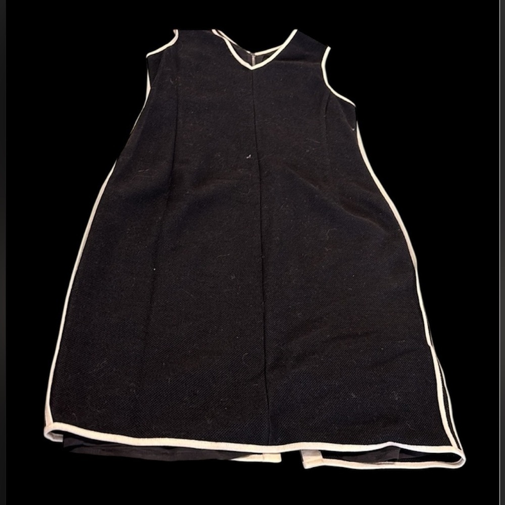 LIDA BADAY Contrast  V-Neck A line Sleeveless Sheath dress Black Sz 14